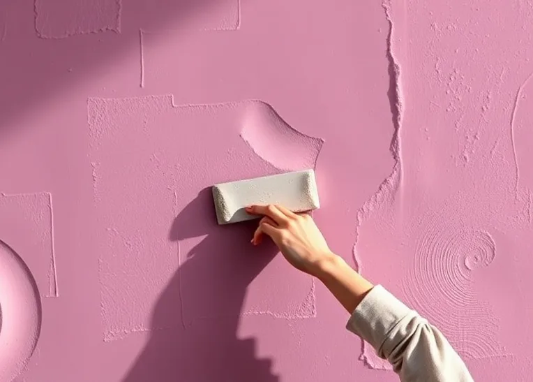 Application d'un enduit décoratif à la lisseuse sur un mur